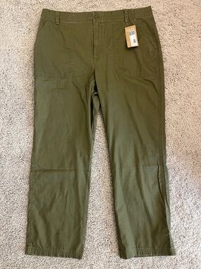 Eddie Bauer Utility Stretch Canvas Kick Cropped high waisted Pants alder NEW NWT